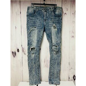 CJ Black Mens Distressed Destroyed Blue Jeans Size 38/34 Skinny Flex